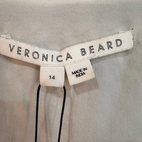 Veronica Beard Cream and Brown Patterned Long Sleeve Dress NWT Size 14 - Picture 3 of 7